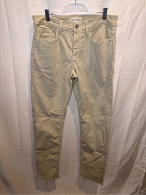 Frame Denim Slim Straight Jeans in Light Khaki